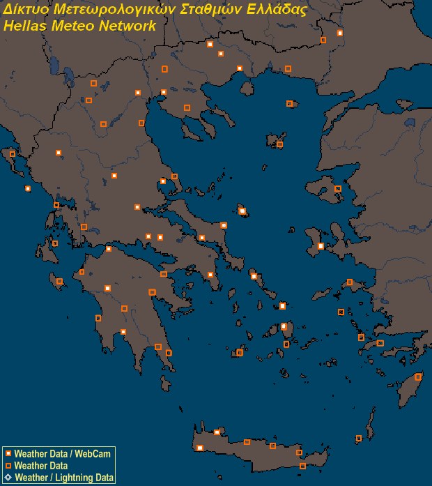 Mesomap of Hellas Weather Network Stations